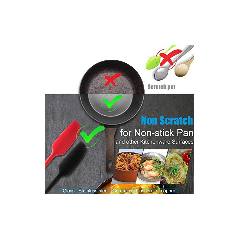 Patelai Long Handle Silicone Jar Spatula Non-Stick Rubber Scraper Heat