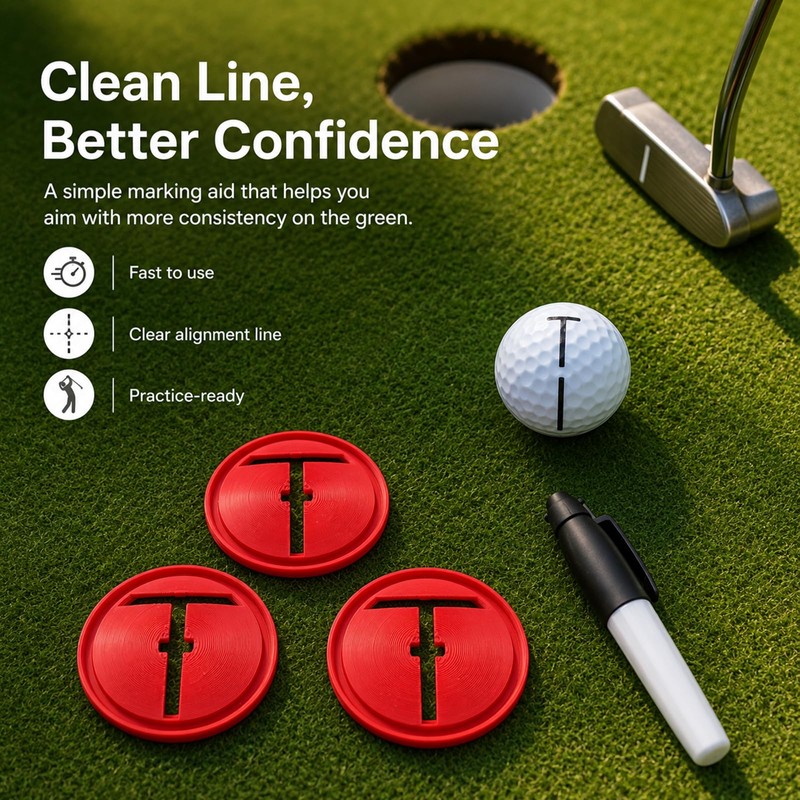 AETUXU Impact Ball Liner Golf,Golf Ball Marker with Marking Pen,3Pack