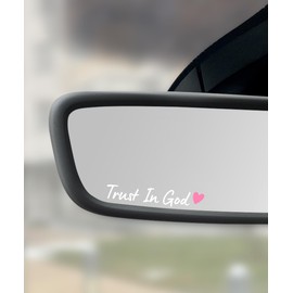 SCUARI SCUARI 4PCS Car Stickers,Cars Decals,Car Accessories Trust in God Rearview Mirror Sticker,Auto Stickers and Decals,Auto Decals for Women,Trust in God Mirror Decoration,Fits Most Vehicles (White&Pink)