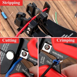 LEONTOOL 3 in 1 Automatic Wire Stripper Tool 7-Inch Heavy Duty Wire Stripping Crimping Cutting Pliers for 8-18 AWG Solid and Stranded Electrical Wire, Multifunctional Hand Tool for Electrician