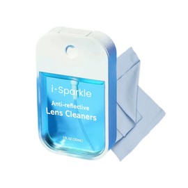 OPTIPAK I-Sparkle Anti-Reflective Lens Cleaner Spray kit | (1x) 1oz Glasses Cleaner Spray + (2X) Microfiber Cloth for Eyeglasses, Sunglasses, Lenses, Screens and Camera Cleaning Kit (3 Piece Set)