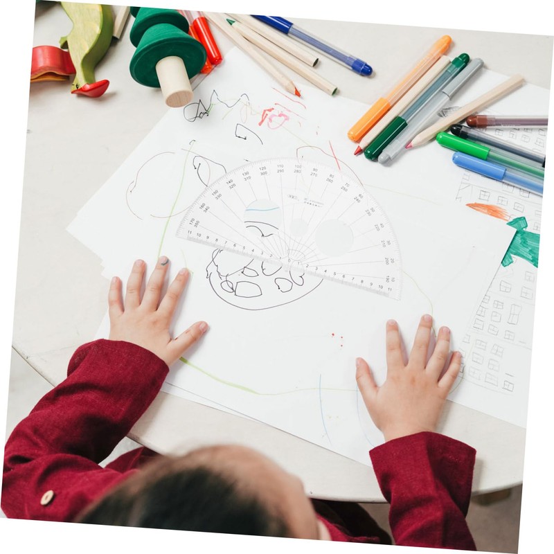 Operitacx 180 Degree Plastic Protractor Math Circle Drawing Tool School