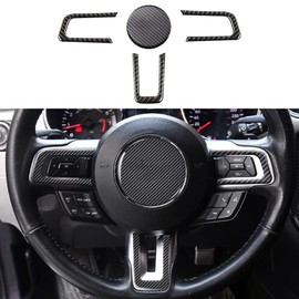 Blazeray Car Steering Wheel Sticker Decal Carbon Fiber Interior Trim Cover Accessories for Ford Mustang GT 2015 2016 2017 2018 2019 2020(4PCS)
