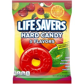 LIFE SAVERS 5 Flavors Hard Candy Bag, Hard Candy for Goodie Bags, Road Trips, Treats, 6.25 oz (Pack of 12)