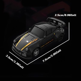 Fremego 1:64 Mini RC Car, 2.4GHz Drift Remote Controlled Car Toy Desktop Racing Car Model with LED Light for Children Adults Gift (Black)