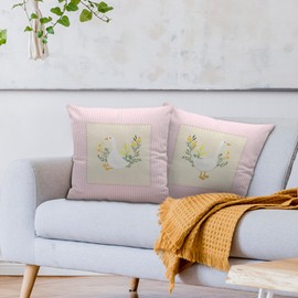 Nvotell Goose Decor Pillow Covers 18x18, Baby Girl Nursery Decor, Vintage Pink Striped Silly Goose Decorative Throw Pillow Covers Pillowcase for Baby Girl Nursery Room Bedroom Decor, Set of 2