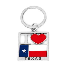 Lamatar1 Texas Souvenir Keychain Metalic (I love texas Heart Shape Keychain)