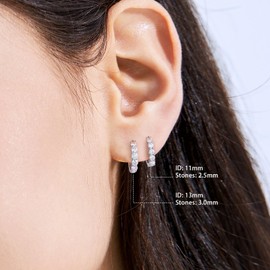 KRKC&CO Moissanite Hoop Earrings Silver 925 for Women, S925 Sterling Silver, D Colour VVS1 Clarity 0.6-2.0 Carat, Hypoallergenic, White Gold Plated, Huggie Earrings, High Gloss Polished, Gift for Her