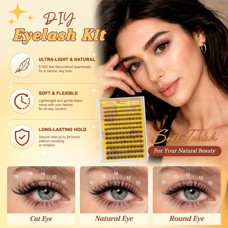 Spider Lash Clusters Kit, Wispy Breeze Cluster Lashes 8-16mm D