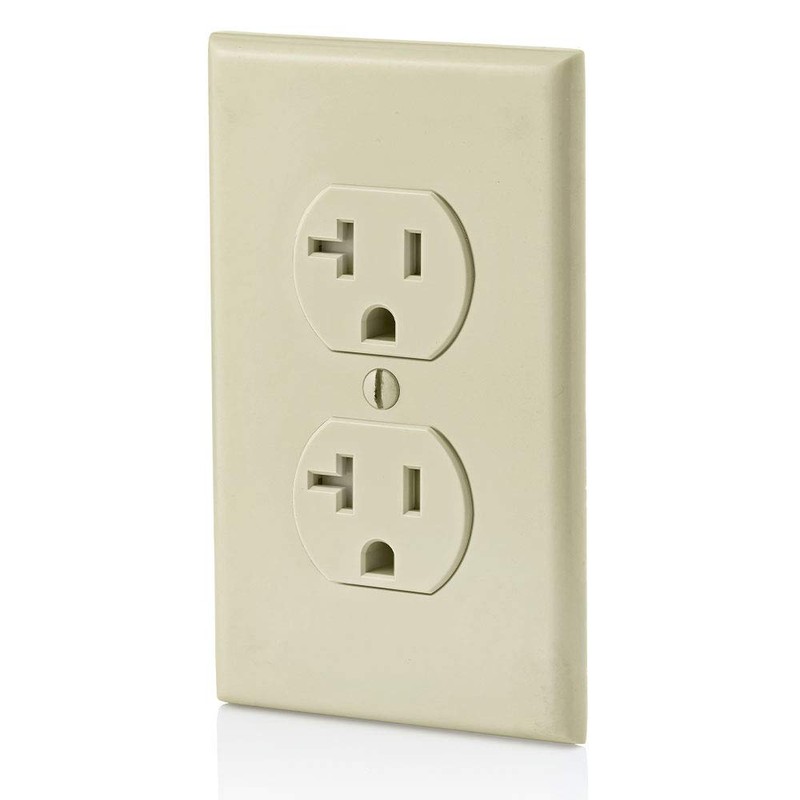 Leviton T5820-I, 20 Amp Tamper-Resistant Duplex Outlet, Ivory