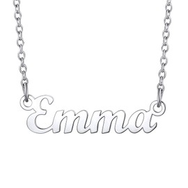 Prosteel Emma Name Necklace for Women Girls Silver Stainless Steel Chain Necklaces