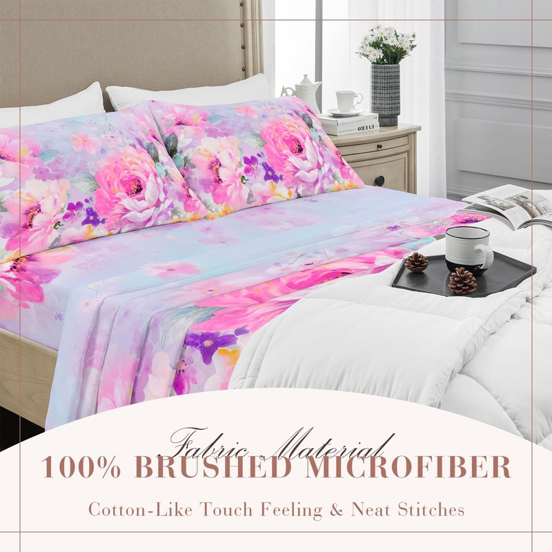 YIYEA Queen Sheet Set, Luxury 1800TC Hotel Quality Double Brushed