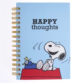 Graphique Peanuts "Happy Thoughts" Hard Bound Journal - 160 Ruled Pages, Vintage Peanuts Cartoon Cover w/"Happy Thoughts" Message Embellished w/Gold Foil, 6.25" x 8.25" x 1"