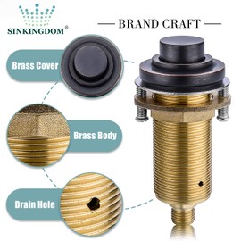 SINKINGDOM SinkTop Air Switch Kit (Long Full Brass Button) for Disposal, Dual Outlet, (Oil Rubbed Bronze)