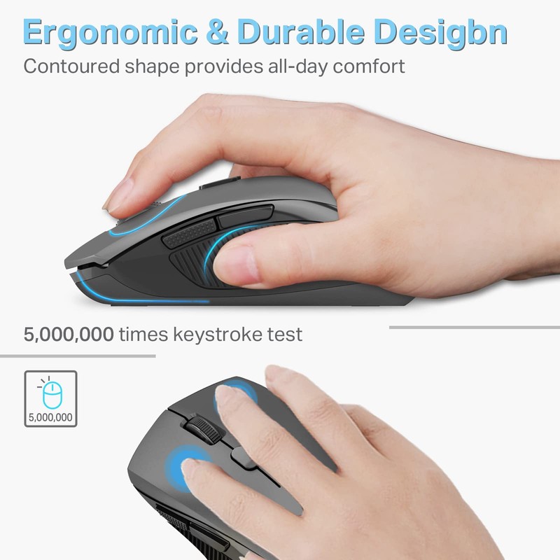 XuanGui Wireless Mouse,DPI 4000,2.4GHz Ergonomic Computer Mouse,Side Grips for Control,6