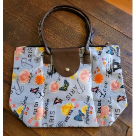 CHUNS Cute Paris Women/Kid Bag Zip Top Tote Handbag Lightweight Travel Shopping Bag