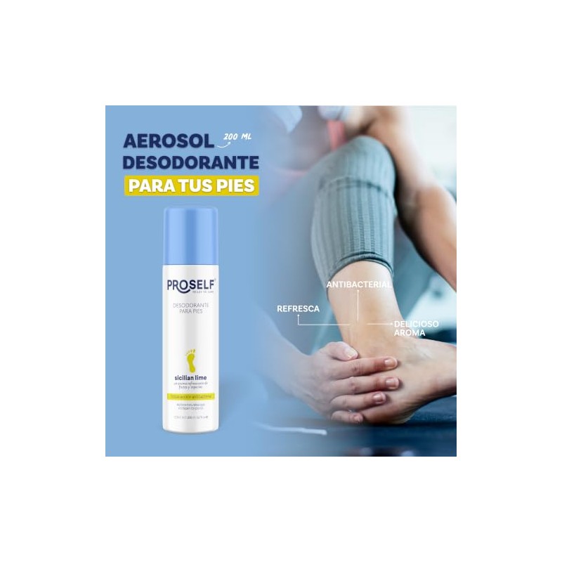 Proself Desodorante para Pies en Aerosol, Activos antibacteriales contra Mal