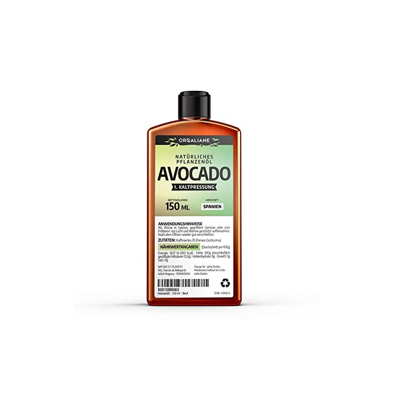 Avocado Oil - 150ml - Pure, Natural, Cold Pressed