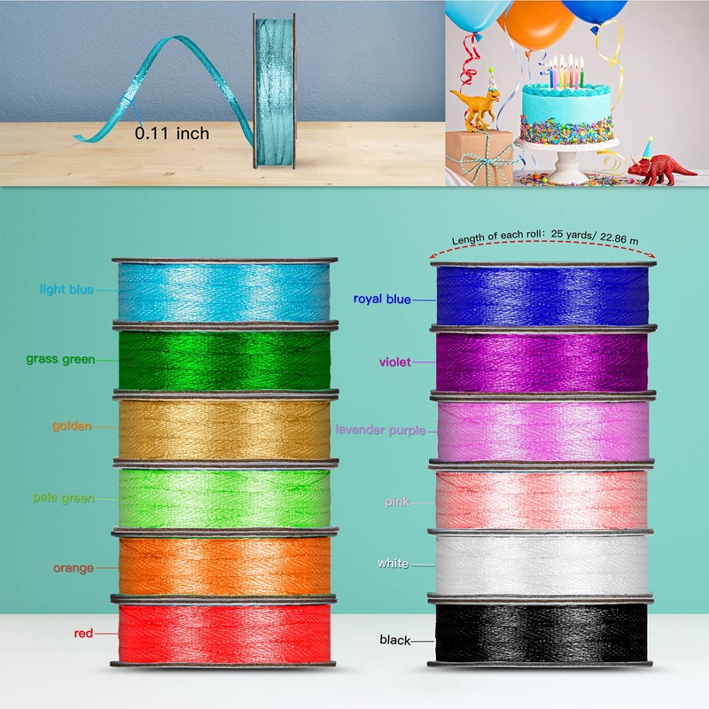 Satin Gift Ribbon 12 Colours 22.5 m x 3 mm