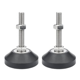 BORDSTRACT Rubber Base Levelers, 2 Pcs M6 Adjustable Furniture Legs, Threaded Metal Leveling Feet, Easily Adjustable Furniture Levelers, for All Types of Furniture Feet, Shelf(D40*M6*L100)