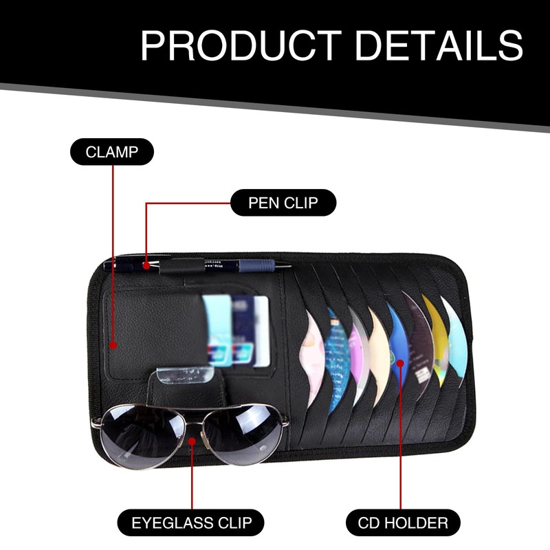 Flygun 1 PC Car Sun Visor CD Storage Bag, Multi-pocket