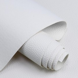 GoldWheel 1.6mm Thick Heavy Duty Vinyl Fabric Marine Waterproof Synthetic Leather Sheets Anti-UV,Non-Peeling for Boat Auto Home Upholstery Crafts, DIY Sewings, Sofa, Handbag 54" Wide, White 54"x18"