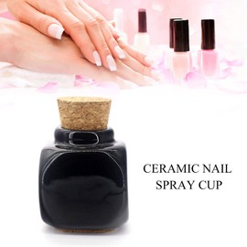1 Pcs Tiny Porcelain Dappen Dish with Anti-evaporation Wooden Cork Top,Nail Art Acrylic Liquid Porcelain Dappen Cup Monomer Dappen Dish Glitter Powder Container Holder (Black)