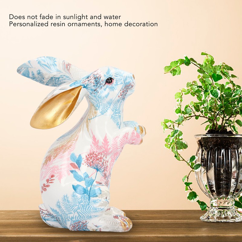 Rabbit Statue Nordic Style Handcrafted Painted Resin Rabbit Desktop Ornament
