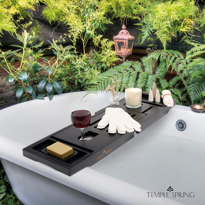 Temple Spring Wooden Bathtub Tray, Bamboo Bathroom Accessories, Bath Tray