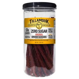 Tillamook Country Smoker Keto Friendly Zero Sugar Smoked Sausages, Original, 12 Ounce Tall Jar, 17 Count