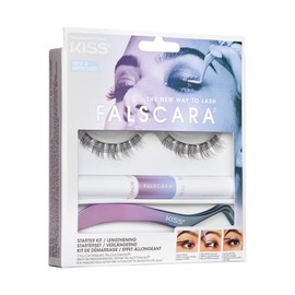 KISS Falscara DIY Lash Extension Starter Kit 10 Reusable Featherlight Eyelash Lengthening Wisps, Applicator, Bond & Seal | FALSCARA