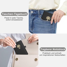 EMSHOI Notebook A6 Lined with Inner Pocket, 80 Sheets/160 Numbered Pages, High-Quality 100 g/m² Paper, Elegant Journal for School and Work, 14.5 x 9.5 cm, Black