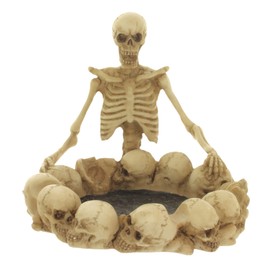 MIK funshopping Ingenious Ashtray in Alien & Mystic Design - Makes Any Room Your Personal Universe! Unique Ashtray Hand Painted for SciFi & Fantasy Fans (Skeleton Skull Circle)