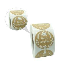 NUOBESTY 1 Christmas Stickers Christmas Sealing Labels Christmas Round Labels Candy Stickers Christmas Cookie Bag Sticker Round Sealing Sticker Xmas Sticker Candy Bag Box Kraft Paper