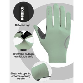 INBIKE Cycling Gloves for Men Running Gloves Full Finger Autumn Winter Road Bikes for Men Women Touch Screen Anti-slip Green-S
