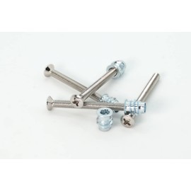 Nickel Plated Bolt-On Neck Guitar Screws and Inserts for Strat, Tele and Bass, different sizes, 45mm, M4 (4mm), Nickel