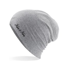HUURAA Beanie King & King Crown Unisex Hat Heather Grey with Motif Wedding Gift Idea for Friends and Family, heather grey