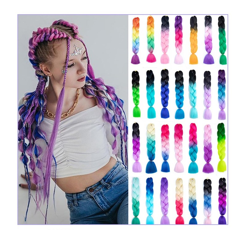 prinfantasy Braided Ponytail Hair Wigs, Colour Gradient Braid, Synthetic Braided