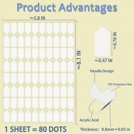 HeLISSE Easy-Tear Square Double Sided Sticky Tack, Museum Putty,Wall Putty No Residue, Wall Sticky for Hanging, Crafts, Balloons, Poster,Photos,Decorations, DIY Projects-80 Dots