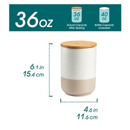 vancasso Sabine Coffee Storage Jar, 36 Oz Ceramic Kitchen Canister with Airtight Wood Lids, Coffee Container for Ground Coffee, Tea, Sugar, Nuts, Candy, Spices