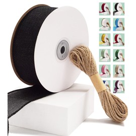 Black Burlap Ribbon Wired 1-1/2 Inch x 10 Yard for Gift Wrapping Home Decor Wedding Party Decorations Bows Christmas Tree Crafts Supplies