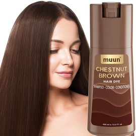 Muun Chestnut Brown Hair Dye Shampoo - 3-In-1 Ammonia Free Hair Color Shampoo for Gray Hair Coverage for Women and Men in minutes with Herbal Natural Ingredients 400ml - COLOR: Dark Brown Pack 2