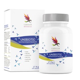 Carnium Botanicals Unibiotic Saccharomyces Boulardii – 5 Milliarden aktiven Kulturen – Kulturen Komplex – 30 Vegane Kapseln - Laktosefrei, ohne Zucker & Konservierungsstoffe