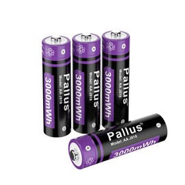 Pallus Rechargeable Lithium AA Batteries - 4 Pack 1.5V AA Lithium Batteries for Blink Camera, 1.5 Hour Fast Charging, Long-Lasting Power, Recharge Up to 1600 Times, Ideal for High-Drain Devices