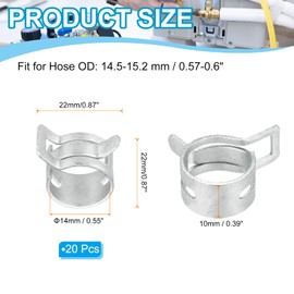 PATIKIL Spring Band Hose Clamps for 14.5-15.2mm OD Hose, 20 Pack Silicone Vacuum Constant Tension Band Clips for Fuel Line Silicone Air Hose Tube Water Pipe, White