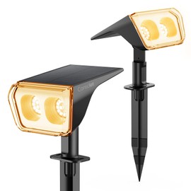 Consciot Solar Spot Lights Outdoor Waterproof, 24 LED Dusk-to-Dawn Solar Spotlight, 2 in 1 Adjustable Wall Lights, Warm White Solar Landscape Spotlights for Garden Yard Wall Walkway, 2 Pack