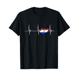 Paraguay Flag Heartbeat EKG Pulse Paraguayan Roots Map T-Shirt