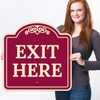 Exit Here Décor Sign, Burgundy Dark, 24x24 Inches, Reflective .063