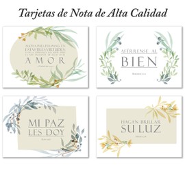 Spanish Inspirational Bible Verse Note Cards with Envelopes - Pack of 48