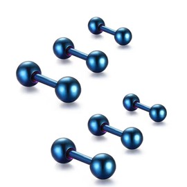 Krstudent 3 Pairs Titanium Earrings Studs, Hypoallergenic Stud Earrings for Women Girls Men 3mm/4mm/5mm